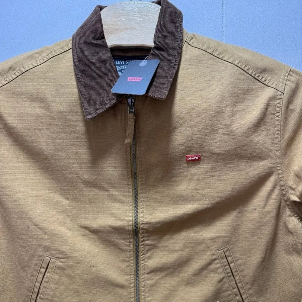 Levi Mens Workwear Jacket Tan Corduroy Collar Full Zip Size Medium NEW WITH TAG - Picture 2 of 9